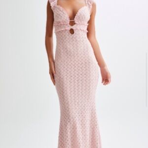 Meshki Pink Lace Maxi Dress